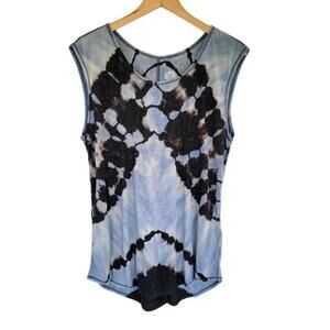 Brisas Tie Dye Sleeveless Top Blue Gray Black Womens Size L Yoga